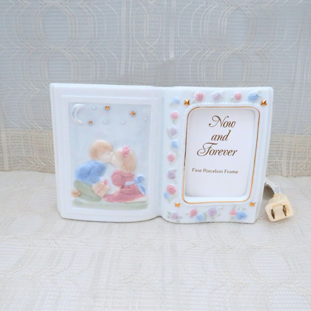 Vintage Now and Forever Porcelain Frame and Nightlight For Babies, Toddlers